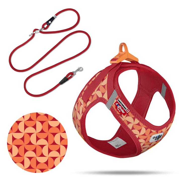 Curli Special Edition 2026  Vest Harness Air-Mesh LE26 + Leash Semi Circle Red