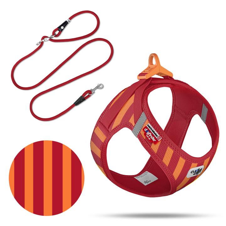Curli Special Edition 2026  Vest Harness Air-Mesh LE26 + Leash Stripes Red