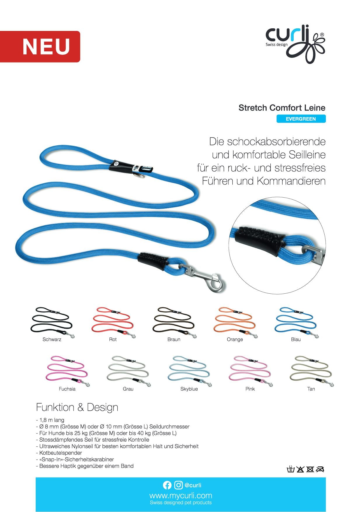 Stretch Comfort Leine Grau