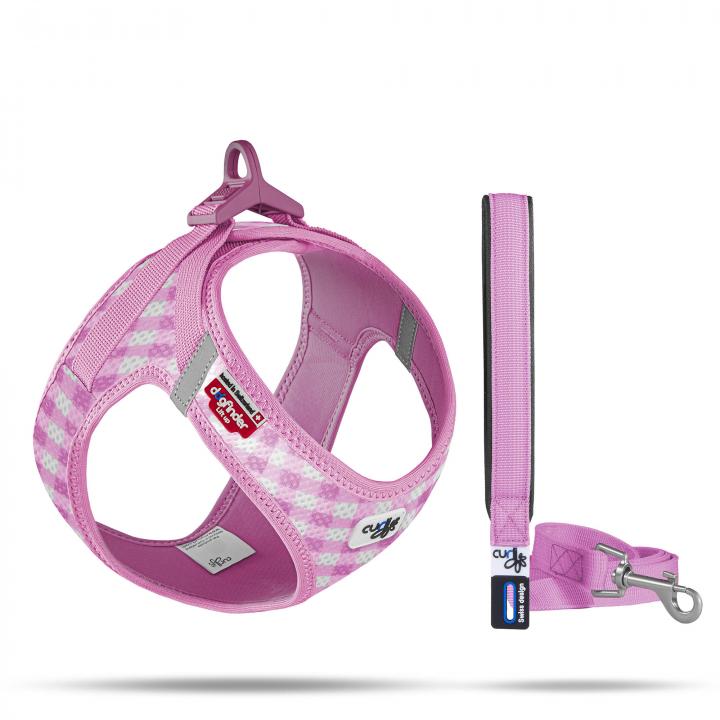 Curli Vest Geschirr curli Clasp Air-Mesh & Basic Leine Pink-Caro