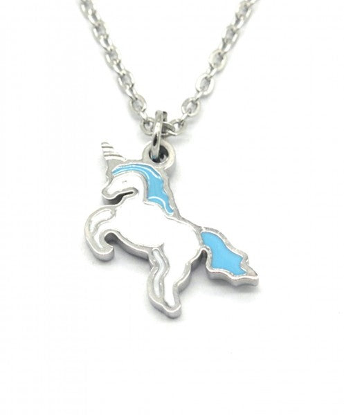 Kinder Kette Einhorn blau
