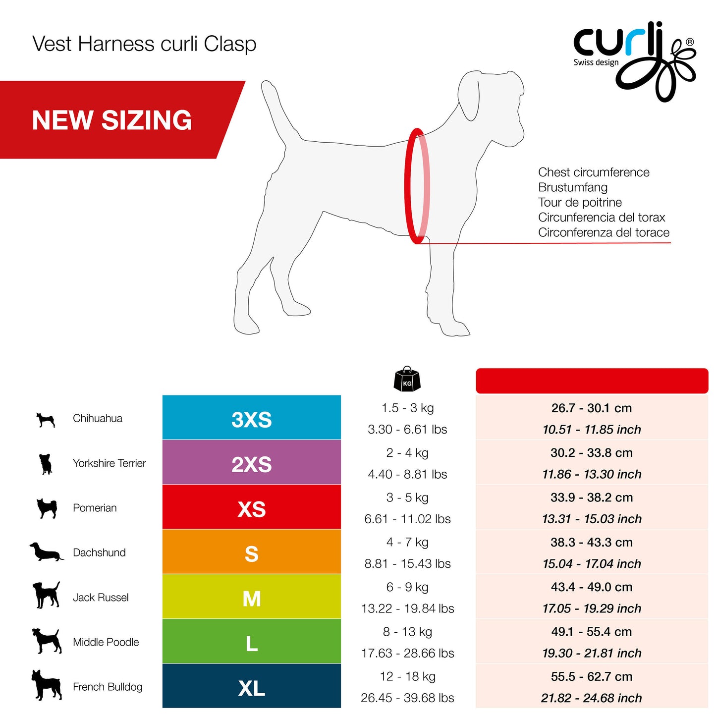 Curli Vest Harness curli Schnalle Air-Mesh Rot