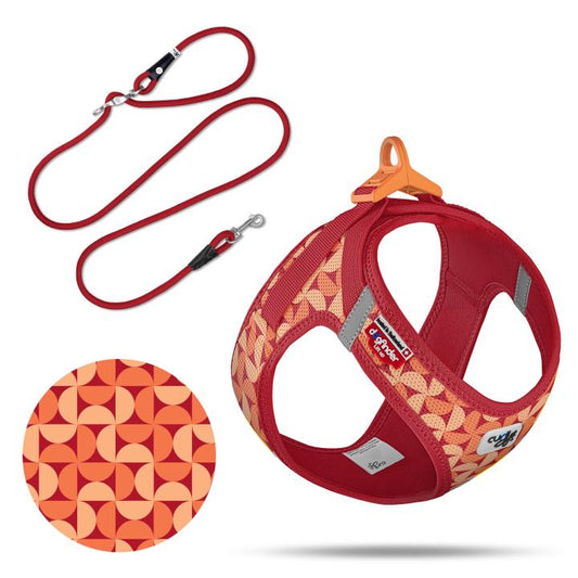 Curli Special Edition 2026  Vest Harness Air-Mesh LE26 + Leash Semi Circle Red