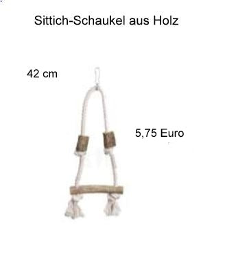 Vogelzubehör Sittich Schaukel aus Holz