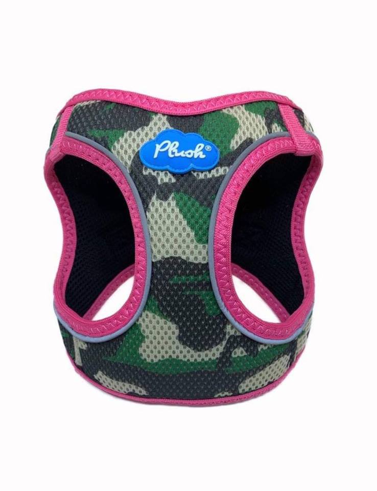 Plush Step In Air Mesh Harness Camo-Pink